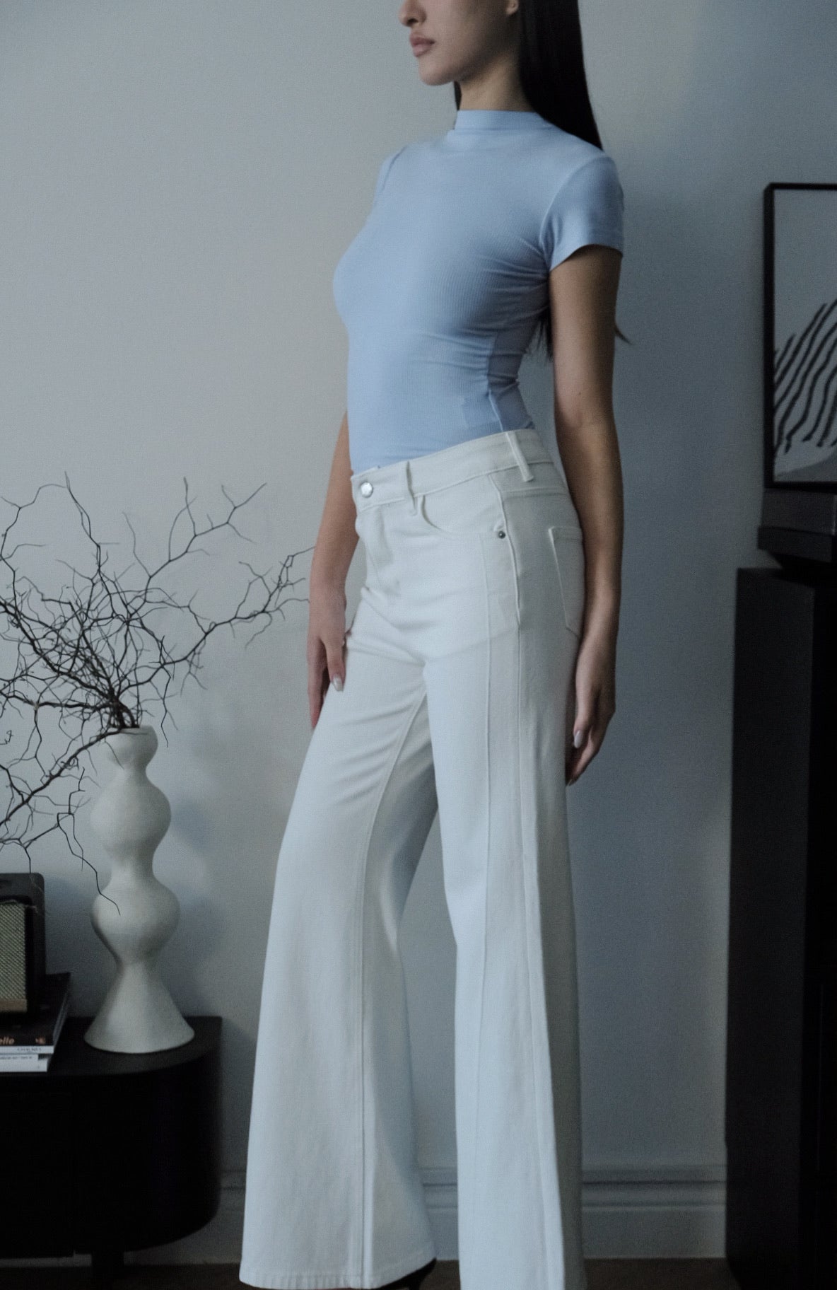 Elara Mock Neck Tee Babyblue