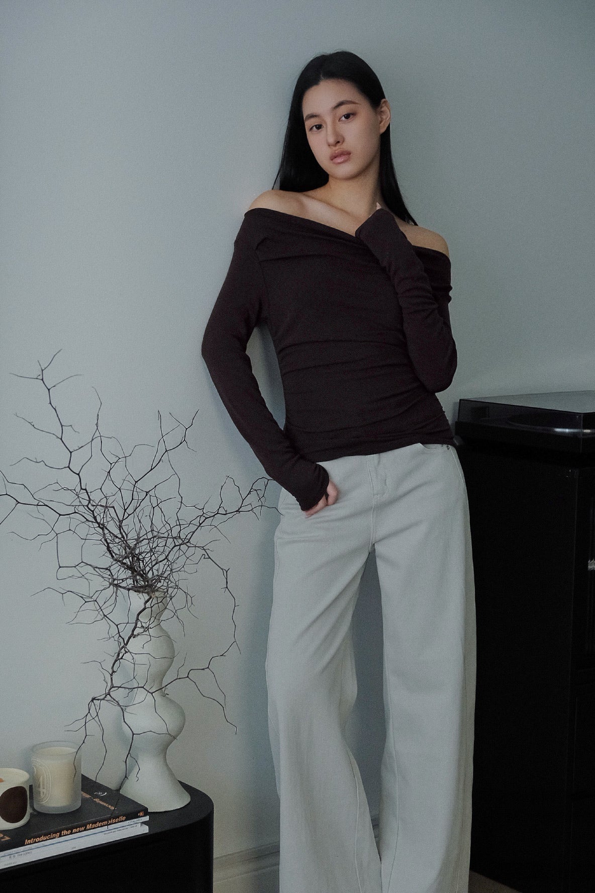 Leah Drape Top Chocolate