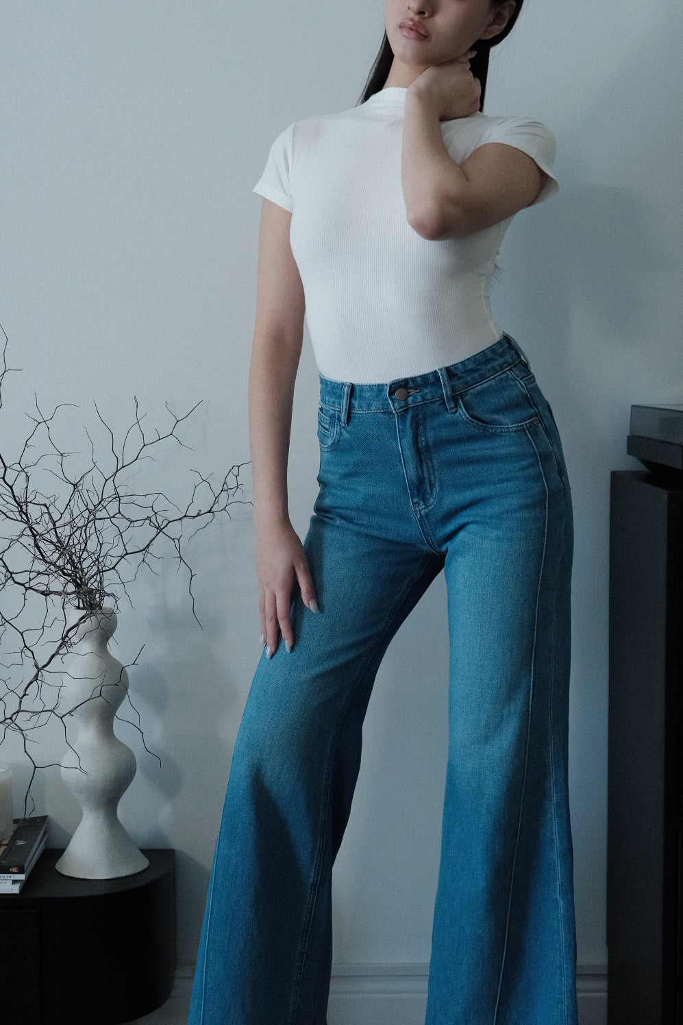Elara Mock Neck Tee Ivory