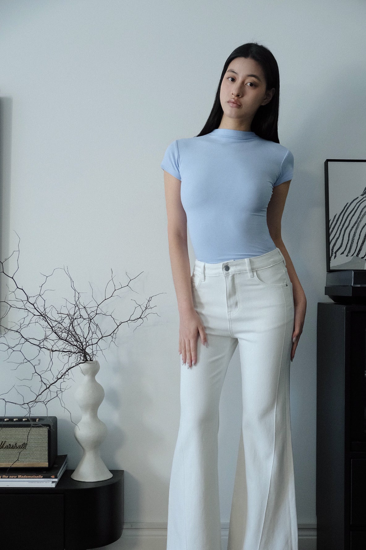 Elara Mock Neck Tee Babyblue