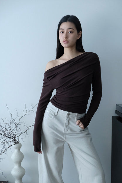Leah Drape Top Chocolate