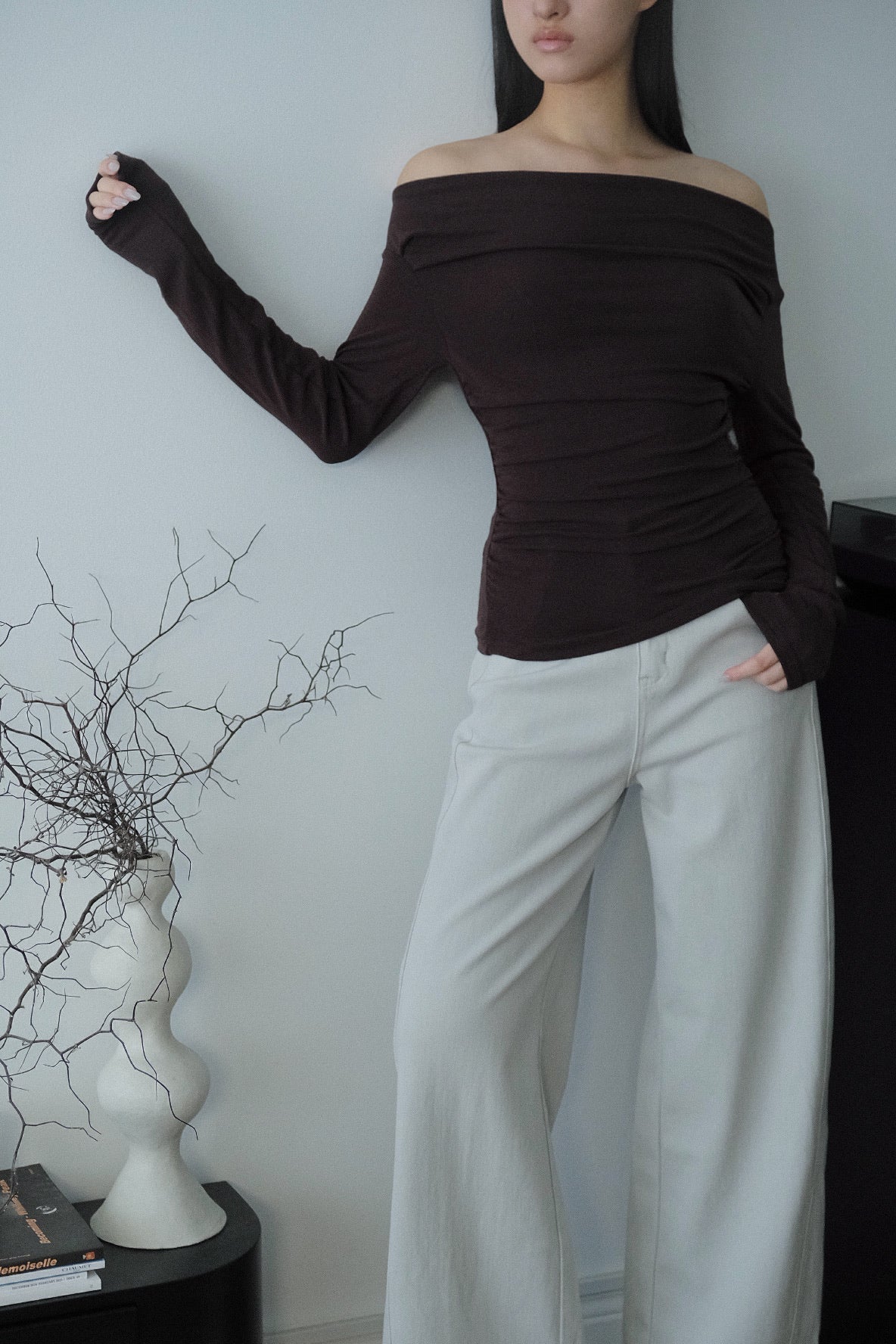 Leah Drape Top Chocolate