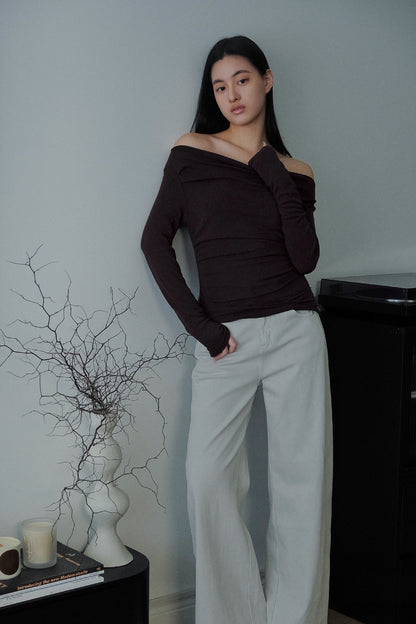 Leah Drape Top Chocolate